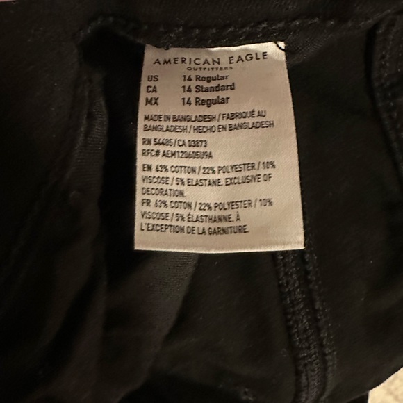 American Eagle Distressed Black High Rise Jeggings Size 14 - Picture 3 of 7